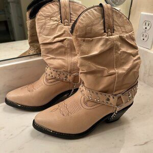 Shyanne Western Cowgirl Boots Womens Studded Harness Chain Leather Mid Calf